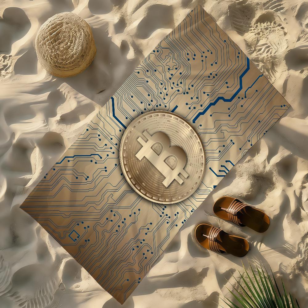 

Finance Bitcoin Art Logo Towel Soft Lightweight Anti-Sand Large Beach Towel Quick-Drying Bath Sports Family W40*H60(CM)