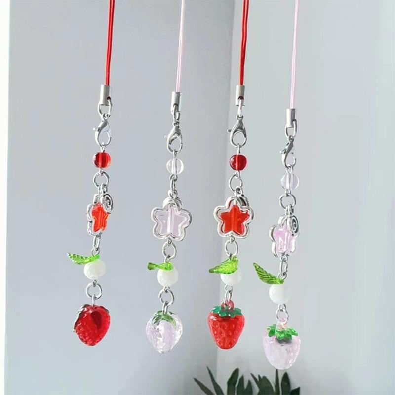 Lovely Strawberry Keychain Strawberry Phone Pendant Unique Bag Charm Sweet Phone Chain Perfect Gift for Fashion Lover