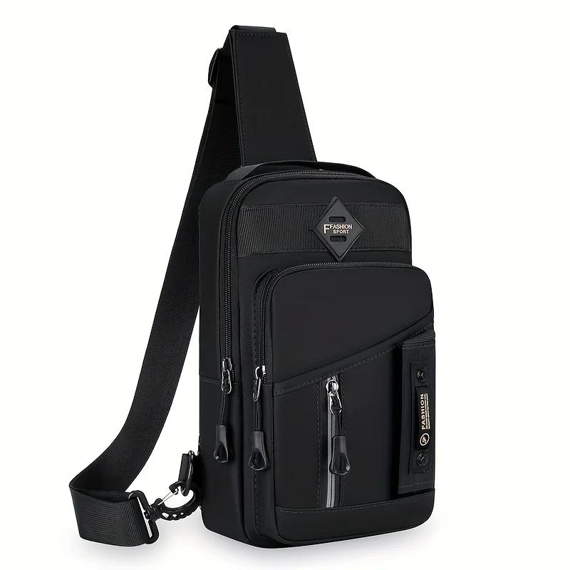 Men'S Outdoor Chest Bag - Stylish Nylon Crossbody Bag, Casual Multi-Functional Sports Sling Bag For Daily Commute& Adventures