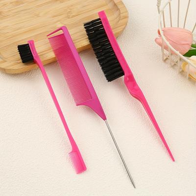 [3pcs Multi-Purpose Hair Styling Comb] 3pcs Hair Styling Comb Set - Nylon Bristle Brushes, Normal Hair, Fine-tooth Combs with ABS Plastic Handles