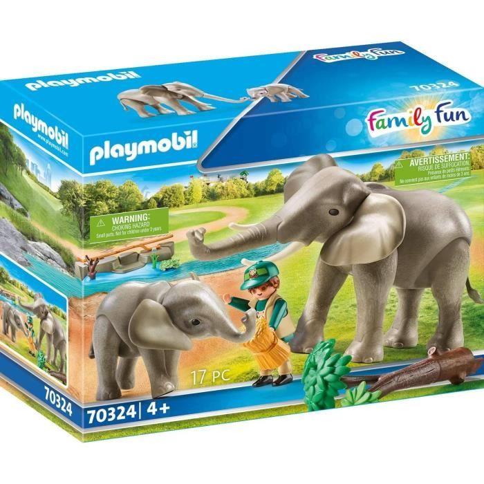 Gioco di costruzione - PLAYMOBIL - 70324 - 2 elefanti - 1 guardiano - Multicolore