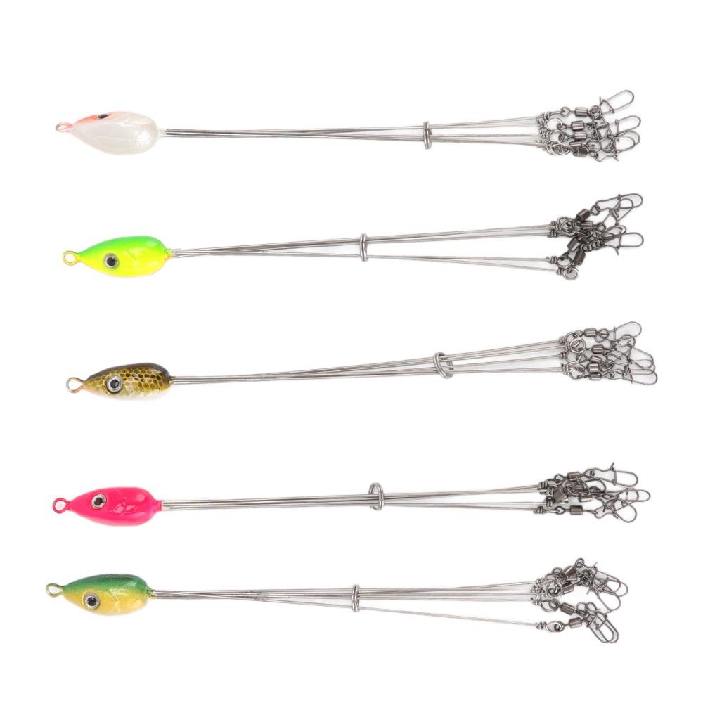 5PCS Stainless Steel Alabama Rig Fishing Lure with Swivel Snap 20.5cm Umbrella Rig 5 Arms Fishing Umbrella Bait Bass Fishing