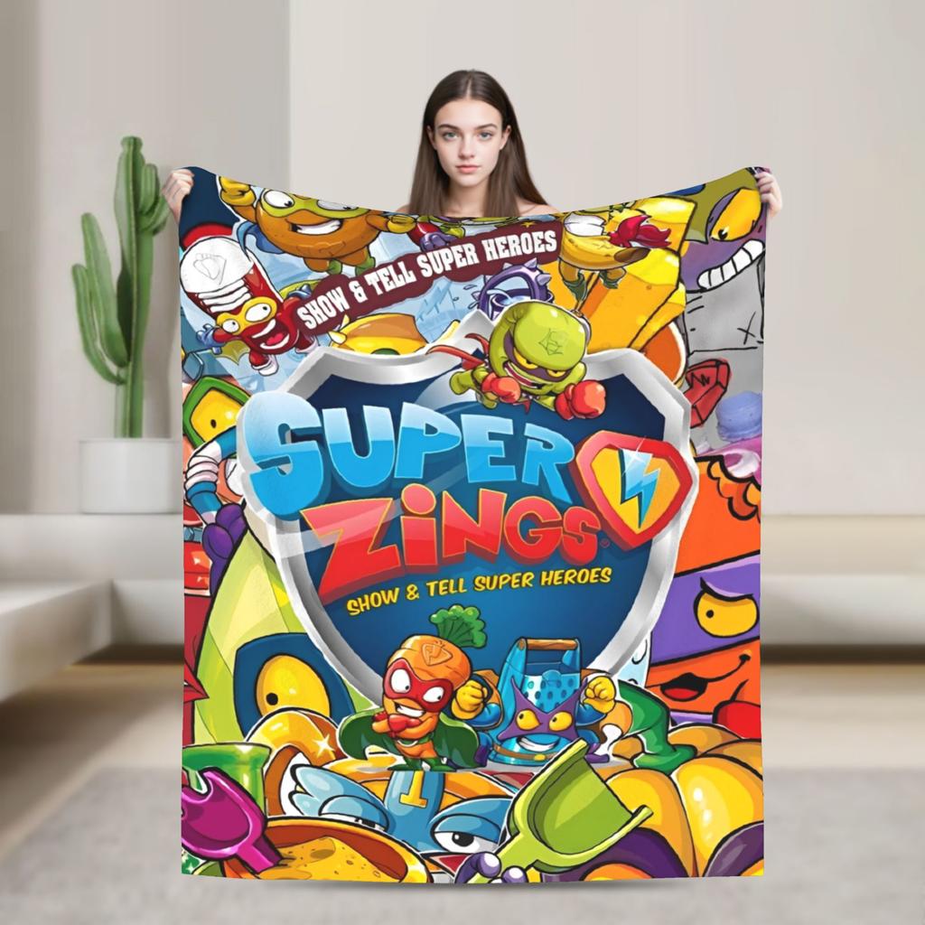 Super Zings Blanket Multiple Sizes Warm Cozy Fluffy Funny Superzings Throw Blankets for Sofa Couch and Bed