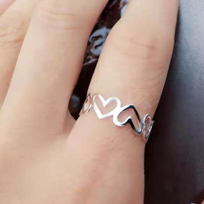 Ins Antique Rhodium Heart Chain Swirl Geometric Men Man Knuckle Finger Band Open Cuff Rings Korean Fashion Women Party Jewelry