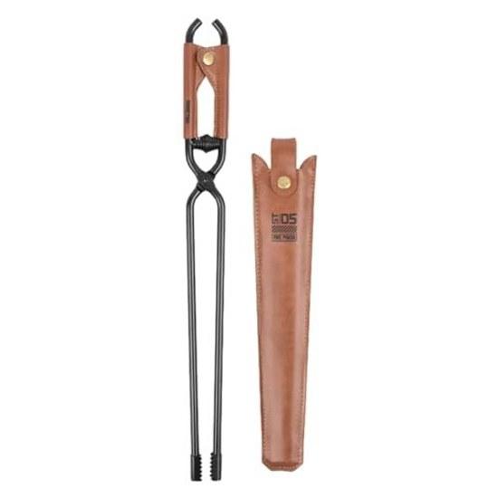 Perfk Campfire Tongs Firewood Carbon Clamp Charcoal Fireplace Steel Fire Outdoor 17 Inch Camping Tool Storage Cover