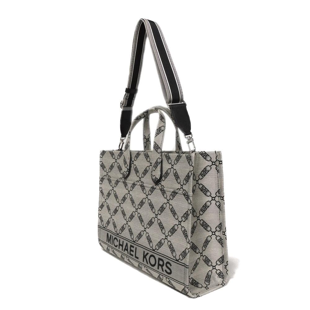 Used 11974 Gigi Empire Logo Large Tote 30S3G3GT3J 7924 Black 2-Way Shoulder Bag MK Jacquard Natural Unisex from Japan