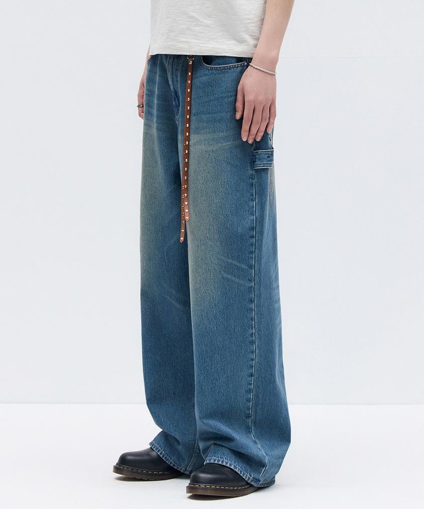 MAISON MINED Back-Point Denim Pants Mid Blue