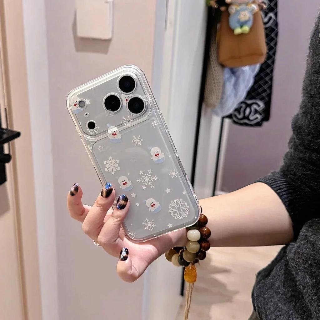 Ins Niche Winter Snowman Suitable for Apple 16/17Pro Mobile Phone Case IP15 Transparent Space Case 14/13 Soft 12