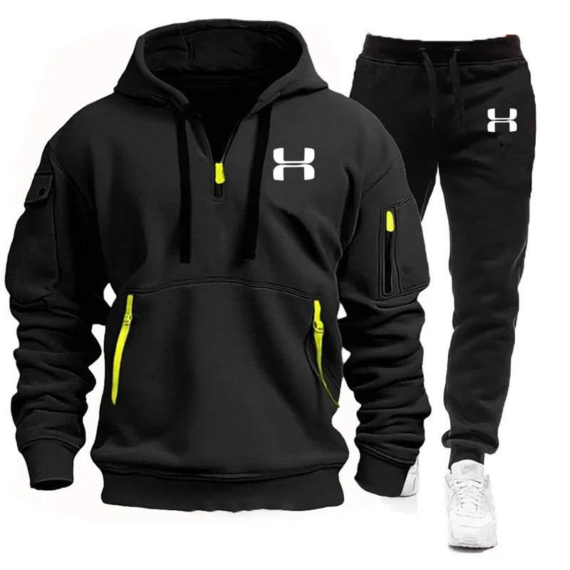 2025 Men's Fleece Hooded Jacket with Zipper and Printed Logo - Autumn/Winter Casual Sweatshirt