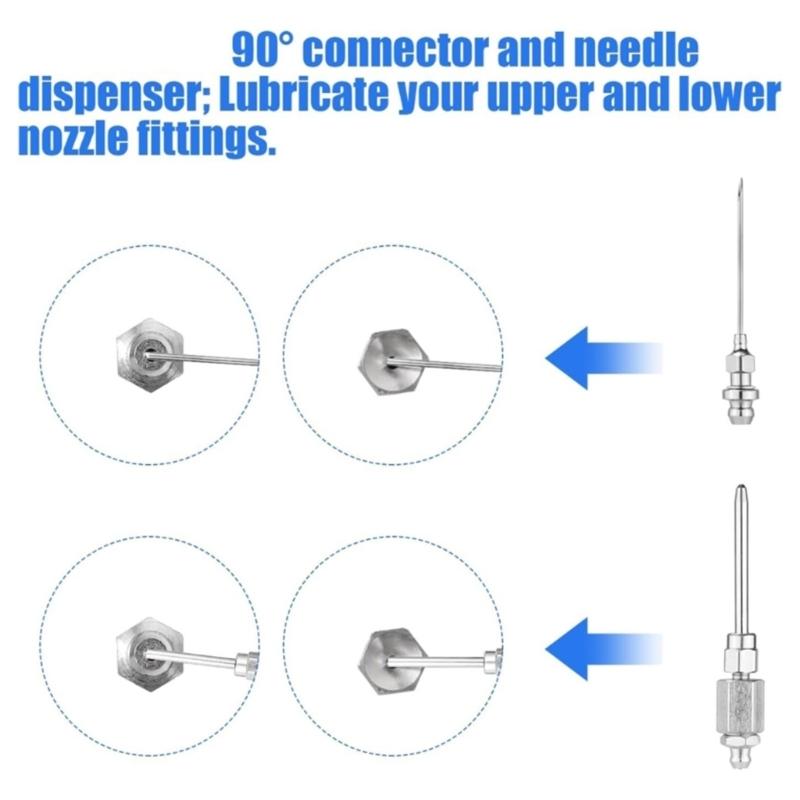 Accuracy Grease Dispenser Kit Strong Steel Nozzles Needle Adapters Couplers For Accurate Grease Control In Confined Areas