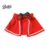 Small Dog Festive Wear Pet Christmas Cape with Bow, Red Cloak for Medium Dogs & Cats, Holiday Outfit White Wavy Trim, Costume Apparel Pets