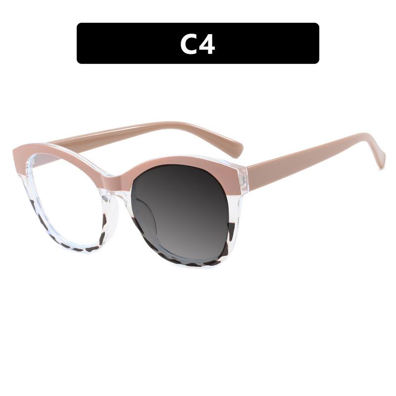 Luxury Brand Design Anti Blue Light Large Women  Patchwork Color Frame Photochromic Hyperopia Glasses Personalized +100~+600