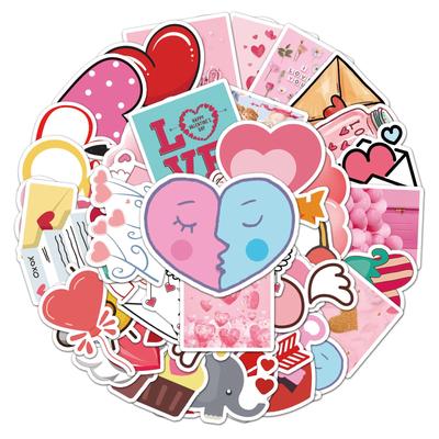 50 Stück Valentinstag Herz Cartoon Aufkleber für Notizbücher, Tagebücher, Koffer, Kühlschränke, Handys