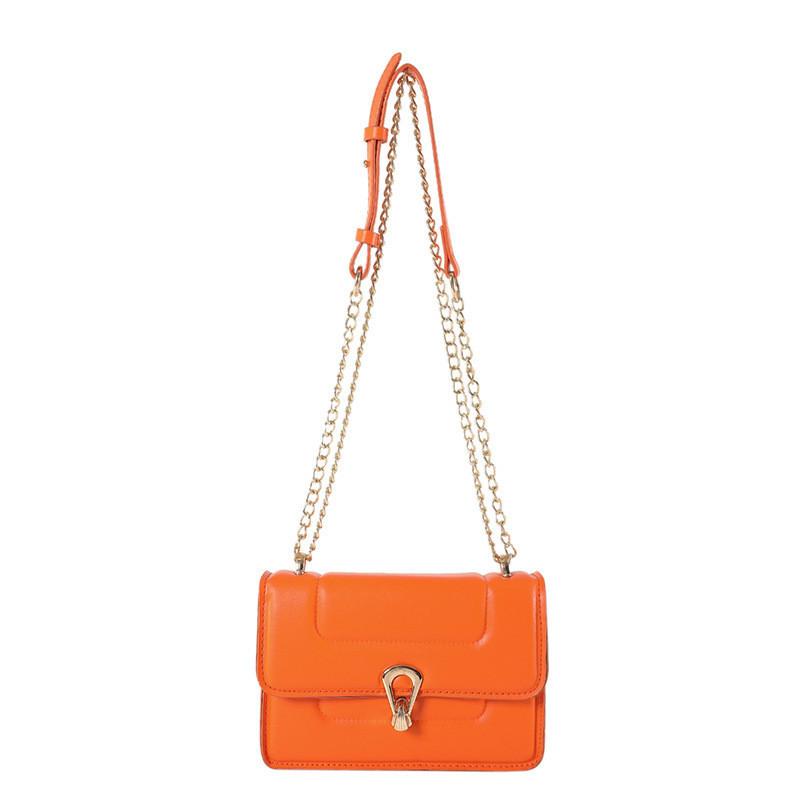 Fashion Embossed Small Square Bag Women Bags 2024 Street Trend Pu Material Chain Shoulder Crossbody Bag оранжевый