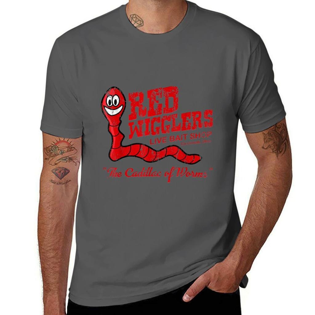 Unisex Funny Red Wigglers 70s Lover Family Distressed Tshirt Breathable Travel Tshirt