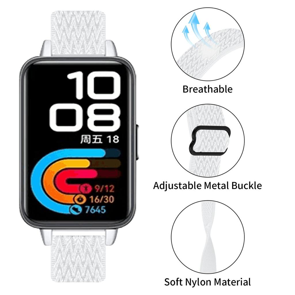 For Huawei Band 10/9/8 Adjustable Nylon Watch Band Wave Design Elastic Wrist Strap