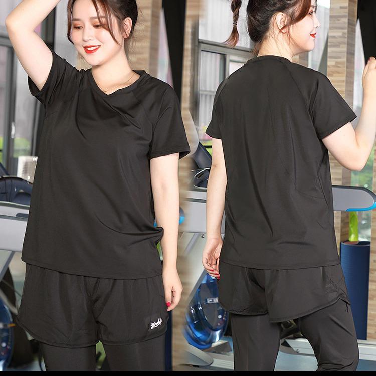 Women's Plus Size Quick-Dry Short Sleeve Yoga Top - Breathable, Casual, Slimming, for Summer Running & Sports