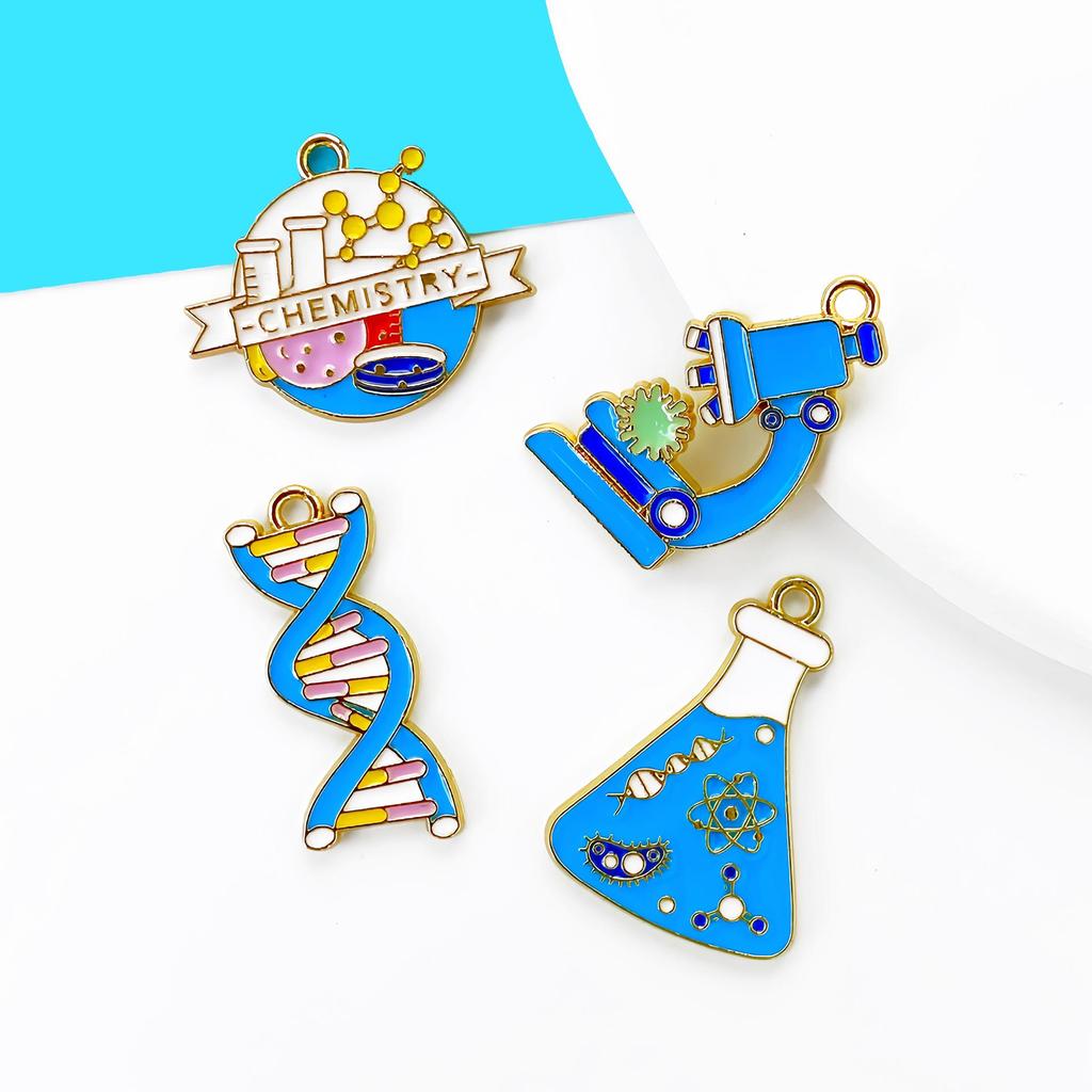 DNA Academy Microscope Keychain Charms: Alloy Jewelry Accessories & Bag Pendants