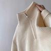 Men S Half Zip Mock Neck Pullover Knit Sweater Japanese Casual Loose Top