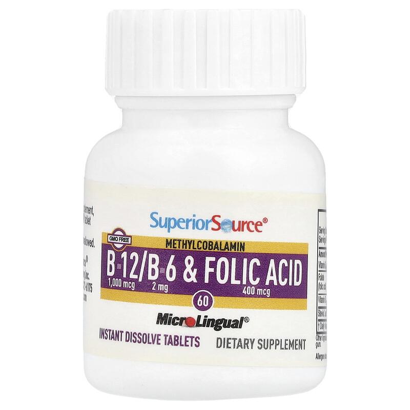 Methylcobalamin B-12, B-6 & Folic Acid, 60 MicroLingual® Instant Dissolve Tablets
