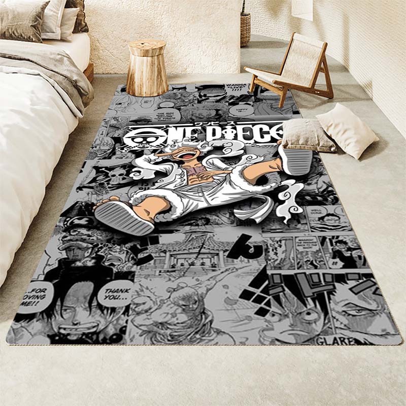 One Piece Straw Hat Pirates Square Floor Mat Living Room Bedroom Decor,Cartoon Welcome Mat