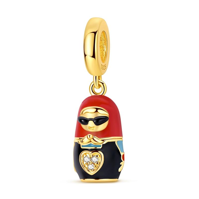 Original 925 Sterling Silver Charms Bead Openable Russian Nesting Doll Pendant Fit Original Bracelet For Women DIY Jewelry Gift