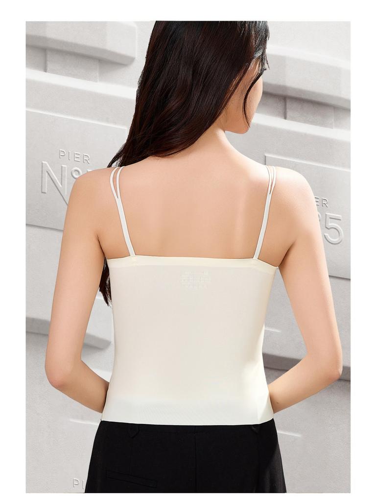 Pearl Strap Camis Women Solid Color U Neck Crop Tops Fashion Padded Tube Top Female Sleeveless Camisole