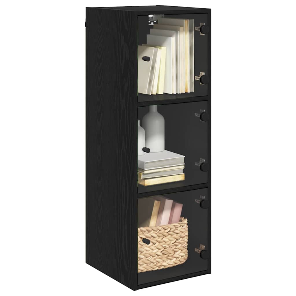 Wall Cabinet Black Oak Effect 35 x 37 x 102 cm Particleboard