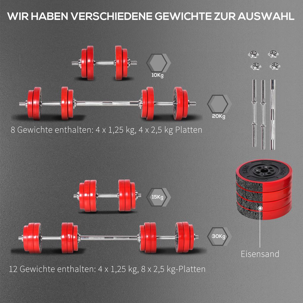 20KGS 2-In-1 Dumbbell & Barbell Adjustable Set Strength Muscle Exercise Fitness Plate Bar Clamp Rod Home Gym Sports Area