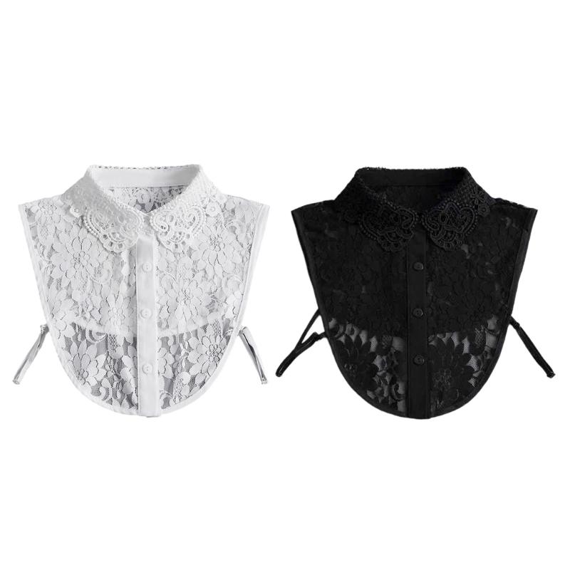 Elegant Detachable Lace Collar For Women Soft Mesh Fabric Easy To Wear Perfect For Office And Party Outfits