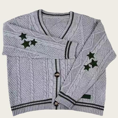 

Long Sleeved Cardigan Knit Hoodie Single Breasted Bat Knit Sweater Coat Jacket S