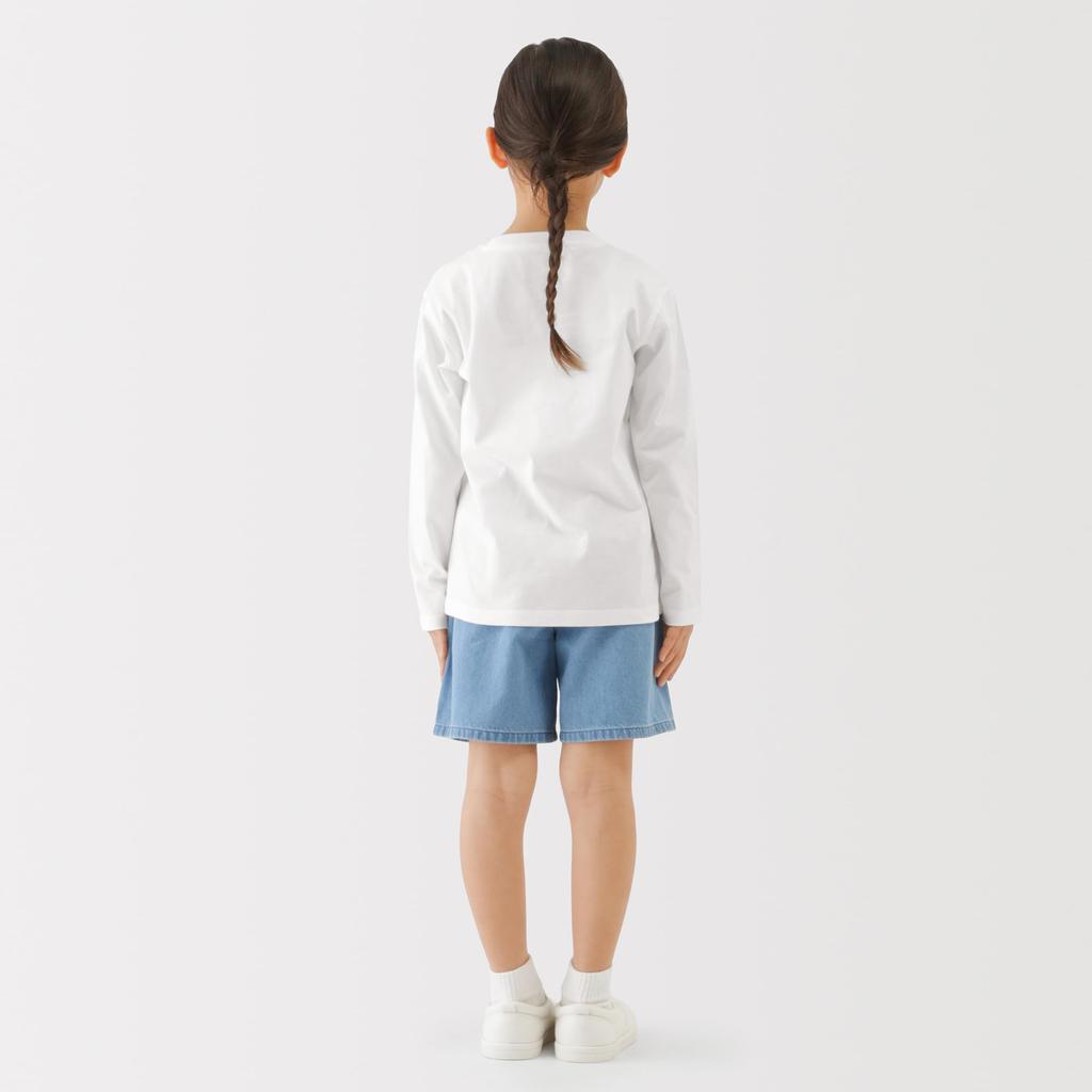 MUJI Cotton Jersey Knit Crew Neck Long Sleeve Solid Size 150 Kids' T-Shirt, Color, Unisex, Navy, (CB1PYA6S)