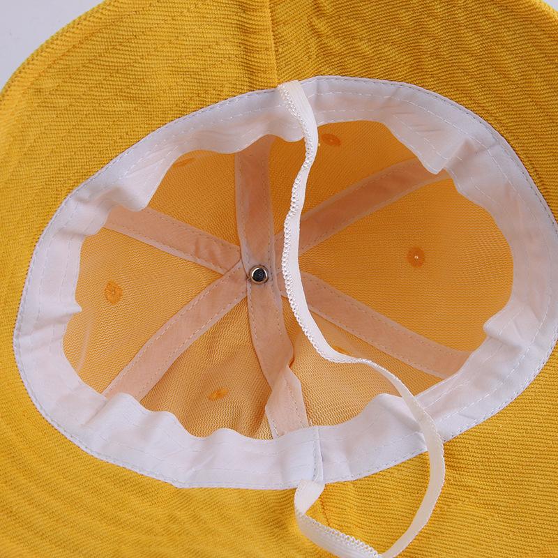 Baby bucket hat parent-child sunscreen bean tooth rabbit small yellow hat kawaii children sunscreen