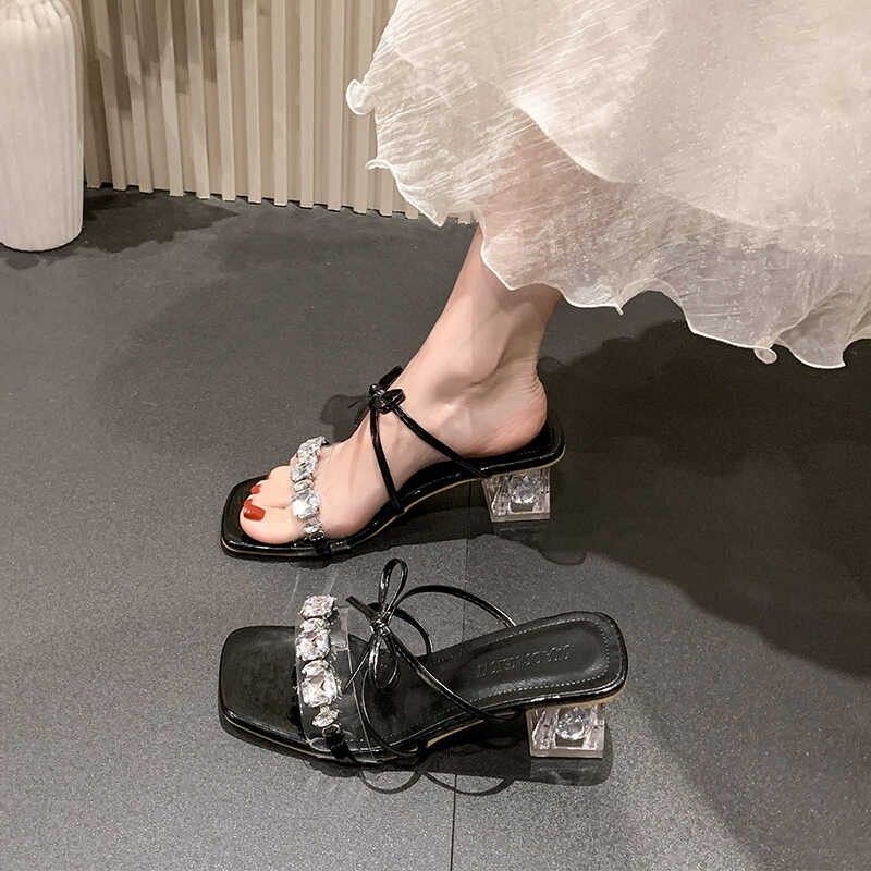 Large Size Sandals Women's Wide Fat Feet Women's Shoes Summer 2025 Summer New High Heels Outer Wear Slippers Low Heel PVC Sandals