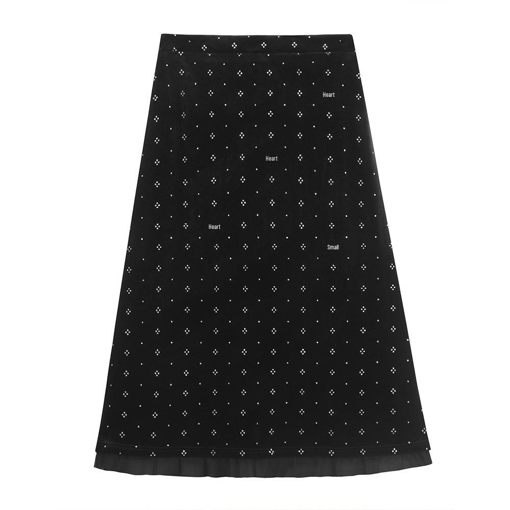 

Plus-Size Women s High-Waisted Velvet Floral A-Line Midi Skirt with Slimming Effect, Style 66116 3XL (160-180 lbs recommendation) чёрный
