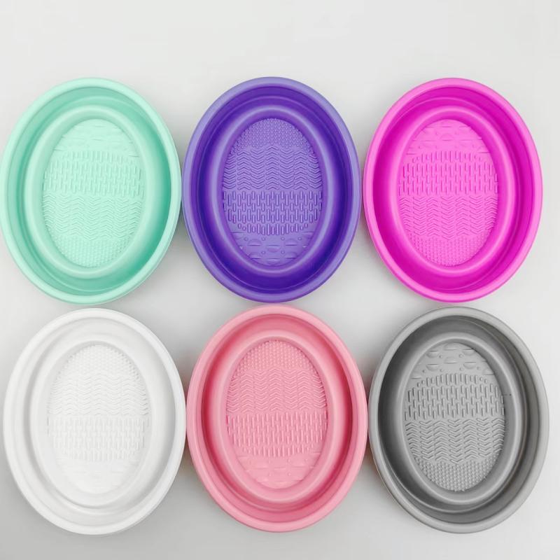 Soft Silicone Makeup Brush Cleaner Folding Powder Puff Cleaning Bowl Eyeshadow Brushes Wash Clean Mat Beauty Tools Scrubber Box