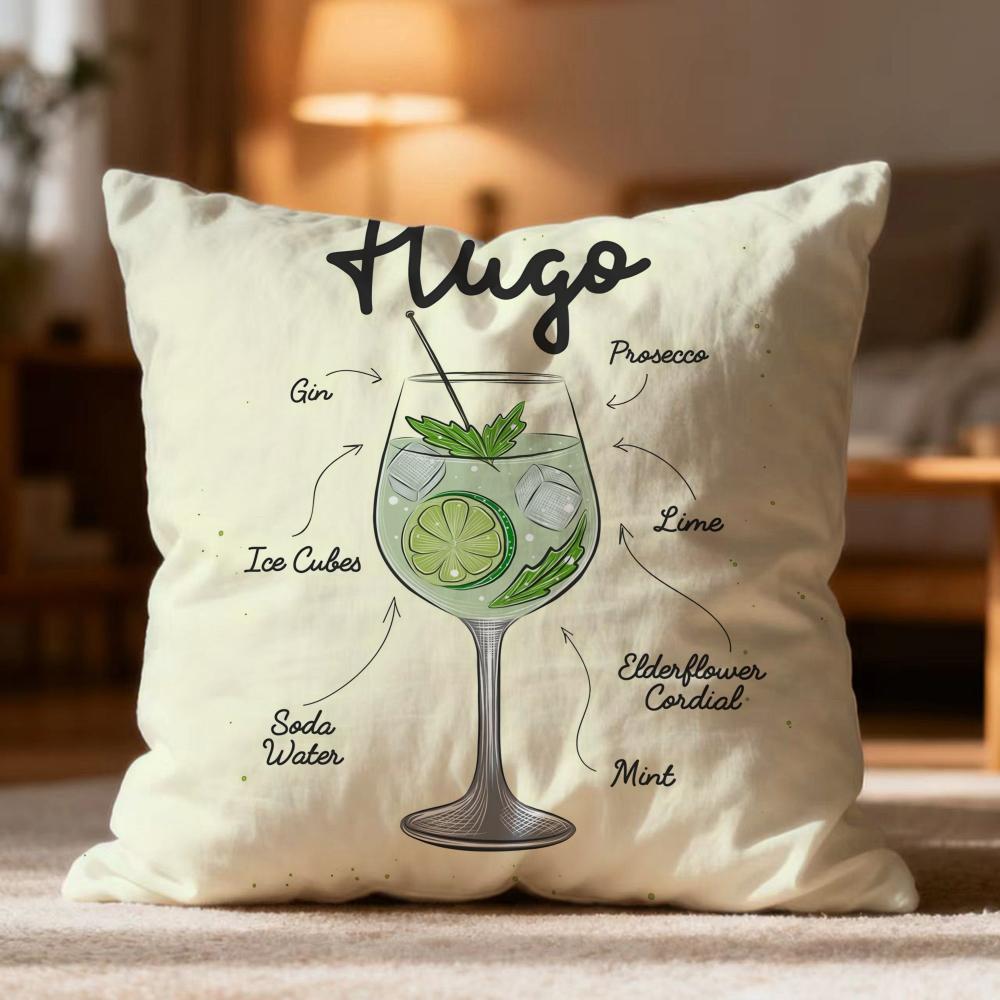Popular H-Hhugo Spritz Cocktailed Cushion Cover Soft Washable Pillow Case Multi-Scene for Couch Bed Travel Office Use