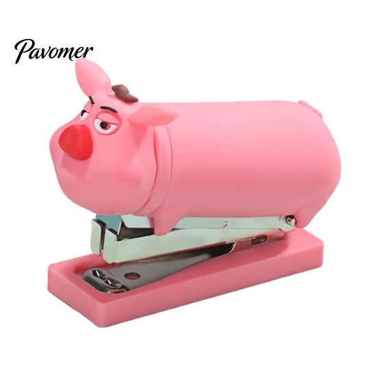Easy Use Stapler for Daily Homework Mini Cartoon Stapler, Cute Pig Shape, Portable Lightweight PVC Pencil Case Shell Binding Tool, Handheld School And
