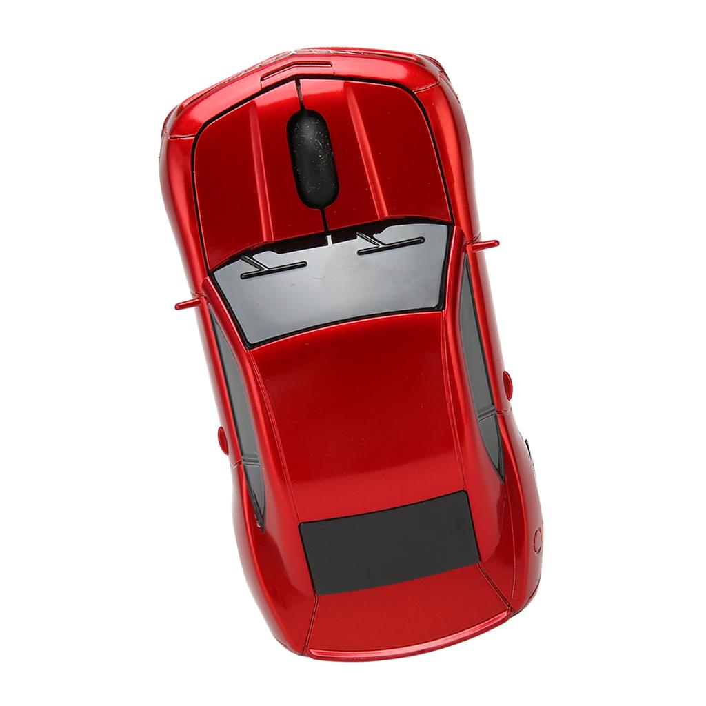 Race Car Wireless Mouse Sports Car Computer Mouse 2.4 GHz LED Light 1600 DPI Optical Sensor for OS X PC Red