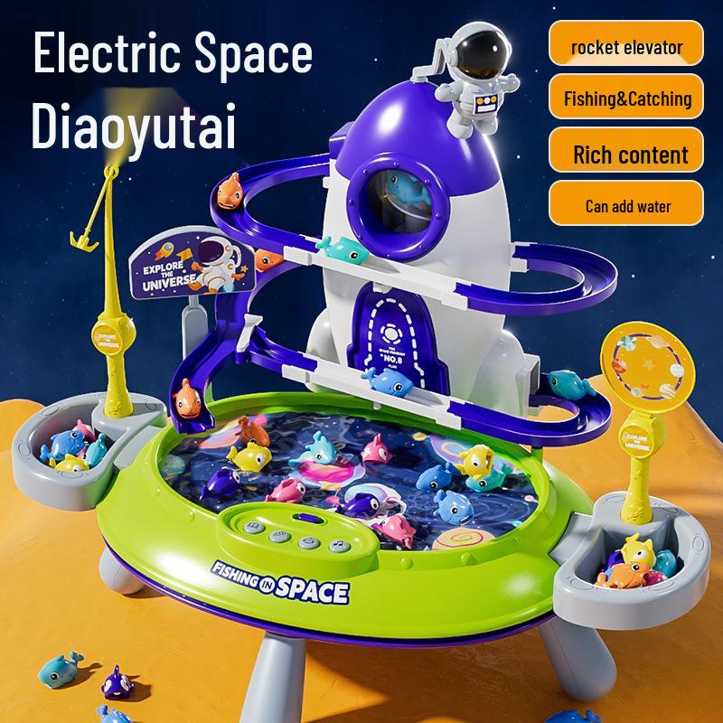 

Children s Magnetic Space Fishing Toy - Educational Music & Rotating Plate, Perfect for June 1st Gift