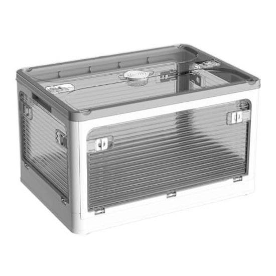 AZMKOO Storage Box Folding Lid 5-Sided Opening Container Costume Case Closet (S 1 Set White)