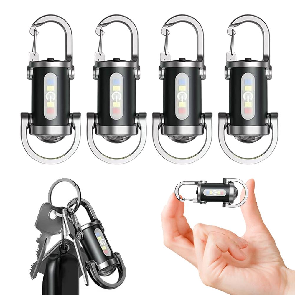 Mini Flashlight Multifunctional Portable Keychain Torch USB Rechargeable Ultralight Camping Flashlight for Camping Hiking