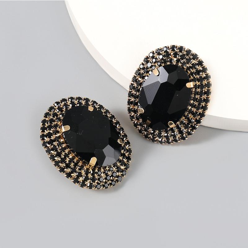 Exaggerated Claw Chain Oval Ultra-bright Earrings and Stud Earrings