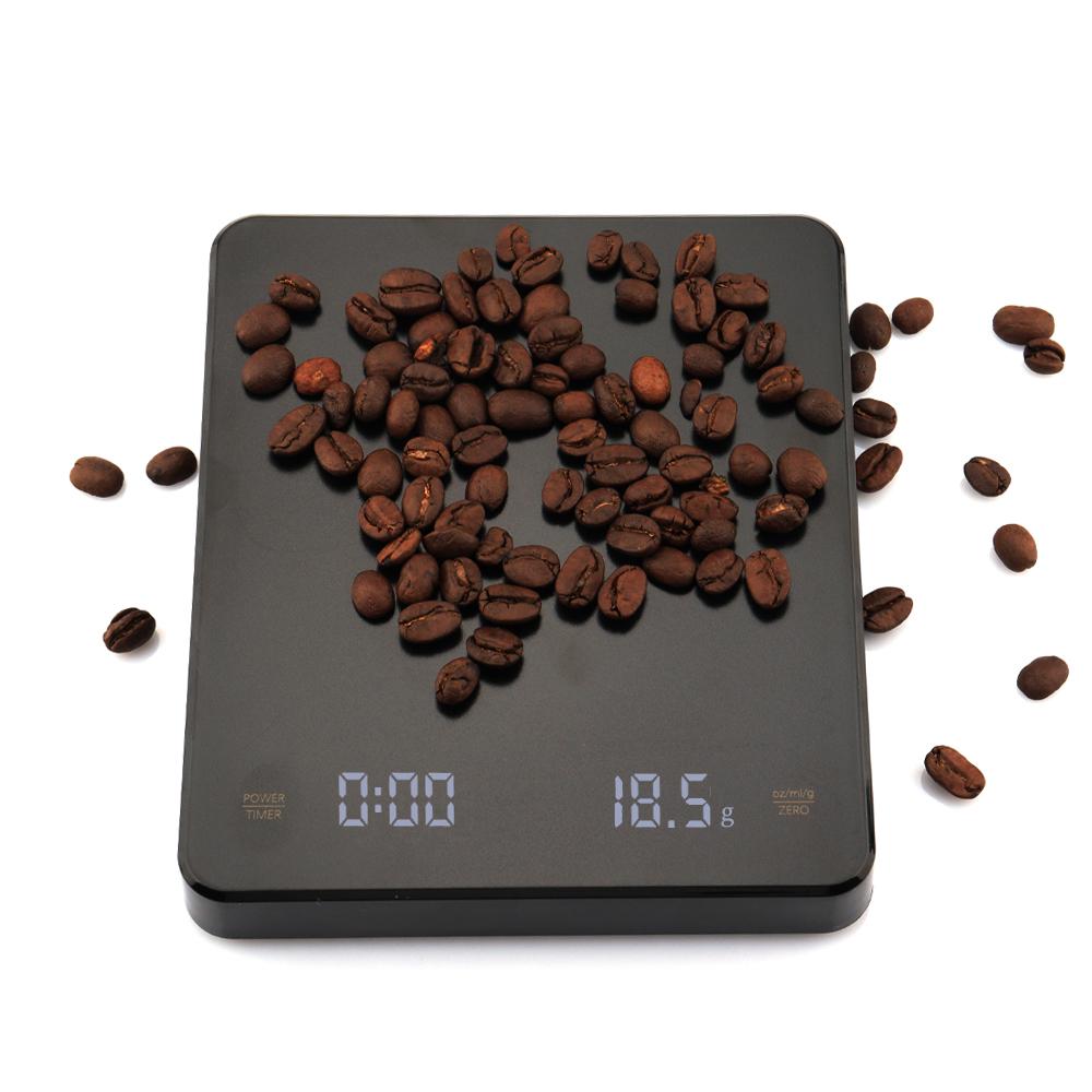 3000g/0.1g Black Coffee Weighing Scale Rechargeable LED Digital Coffee Scale With Timer USB Type-C Household Kitchen Scale