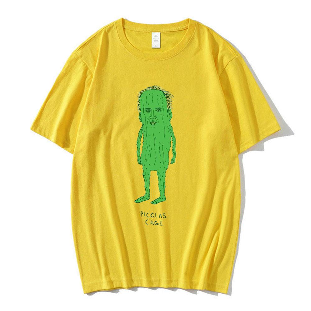 Picolas Cage T Shirt Unisexs Nicolas Cage T Shirt Nicolas Cage Funny Weird Creepy Raising Arizona Green Pickles Valley T Shirts