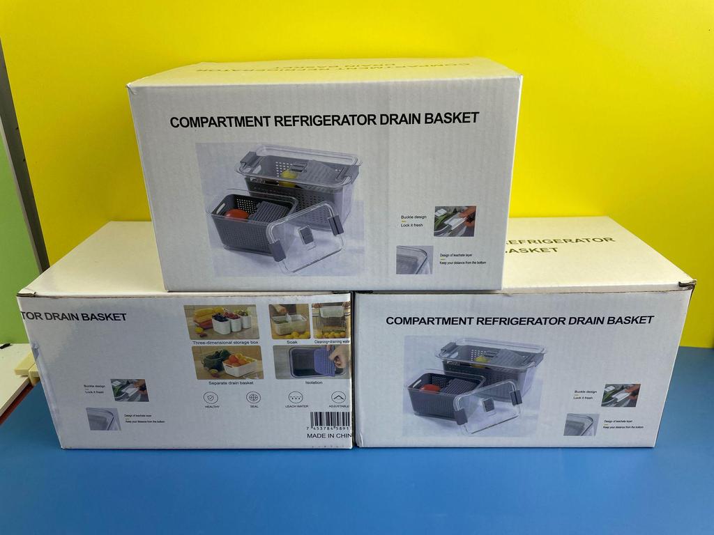 Large Capacity Double-Layer Transparent Food-Grade Sealable Fresh-Keeping Refrigerator Box