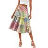 Women's Casual High Waist A-Line Skirt Polka Dot Stripe Printed  Skirt With Pockets