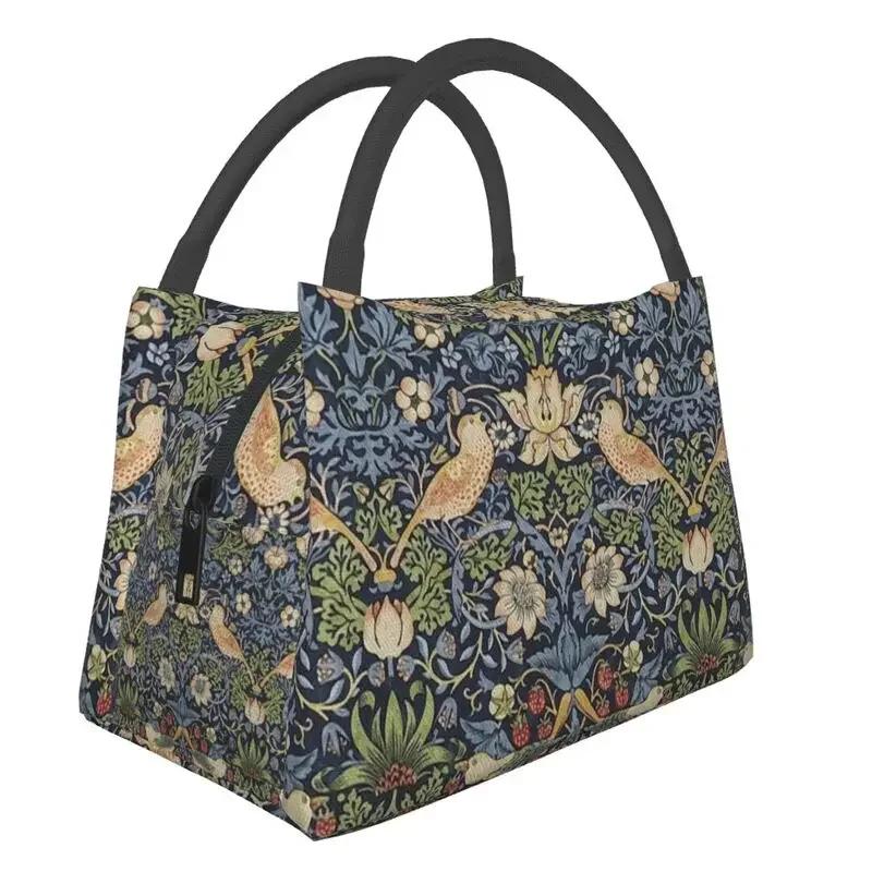 William Morris Insulated Lunch Bag for Outdoor Picnic Floral Textile Pattern Waterproof Thermal Cooler Lunch Box Women