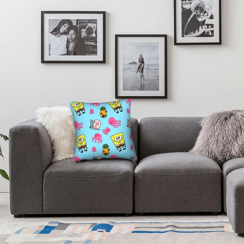 S-Spongebobeds S-Squarepantsed Sponge Man Pillow Cover Novelty Pillow Case For Sofa Home Decor Print Cushion Cover Gift