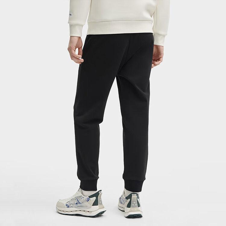 FILA Heritage Series Solid Color Mid Waist Simple Cuffed Knit Sports Pants Men bottoms Black F11M418609F-BK